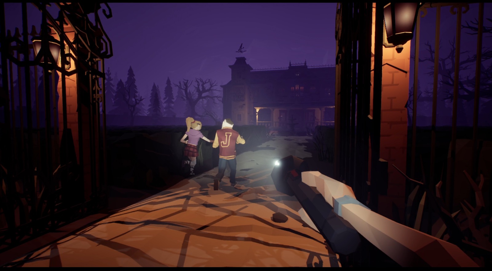 Hunters entering the gates of Blackwood Estate